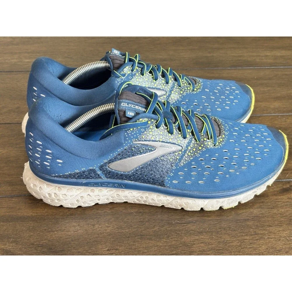 Brooks Men’s Glycerin 16 Size 12.5, Blue & Yellow Running tech Shoes, DNA